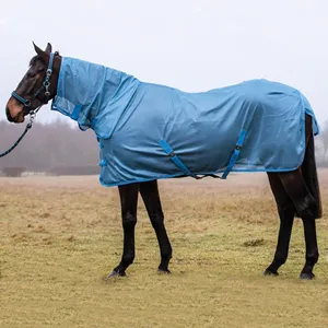 Premium Summer Horse Rug Light Blue Mesh Combo with Black <b>Binding</b> Equestrian Accessory - Product Image 4
