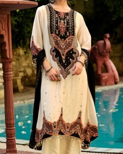 ชุดปาร์ตี้ผ้าซิมเมอร์แบบกลับด้านได้ คอลเลคชั่นพิเศษสำหรับวันอีด สไตล์ปากีสถาน หรูหรา ระยิบระยับ - Product Image 3