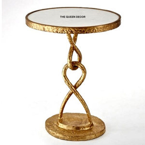 Table d'appoint créative pour salon, plateau en marbre, table basse moderne minimaliste, petite table d'appoint en aluminium, style luxe léger - Product Image 1