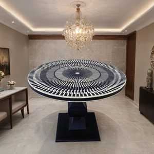 Mesa de Centro con Incrustaciones de Hueso de Aspecto Elegante, Personalizable en Forma y Tamaño, Decorativa para el Hogar, Sala de Estar, Dormitorio, Hotel, Restaurante, Cafetería - Product Image 6