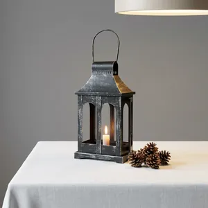 Artisan Design Handmade Iron/Glass <b>Lantern</b> <b>Candle</b> <b>Holder</b> with Arched Panels and Handle for Home Decor - Product Image 1