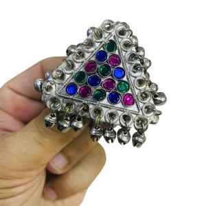 Bague afghane colorée, multicolores, en verre, réglable, style ethnique tribal, bague artisanale, bijoux kuchi pour femmes - Product Image 1