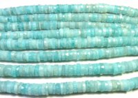 Perles de pierre précieuse Amazonite bleue naturelle de qualité supérieure, 7-7,5 mm, taille facetée, brin de 16 pouces, forme Heishi pour la fabrication de bijoux