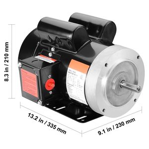 Motore AC 1.5HP 1725 Giri/min 115V/230V Telaio 56C per Compressore d'Aria Monofase con Albero Scanalato da 5/8'' Rotazione CW/CCW - Product Image 4