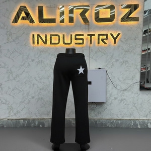 กางเกงวอร์มขายาวทรงตรงสีพื้นผ้าฝ้ายสำหรับผู้ชายรุ่นวินเทจแบบฟอกสี ปี 2026 - Product Image 2