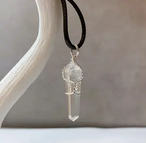 Amazing Clear Quartz Double Point Wrap Pendants At Best Rates Online Supplier of Clear Quartz Pendants From Exis Crystal Exports