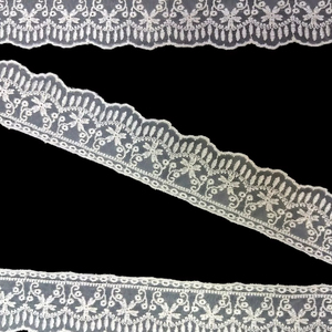 Ruban en nylon floral festonné, brodé de dentelle en organza blanc élégant, léger et écologique, directement de l'usine, pour vêtements - Product Image 3