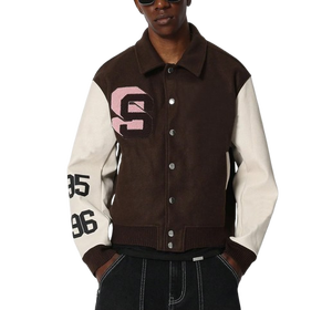 แจ็คเก็ตเบสบอลวูลวาร์ซิตี้คุณภาพสูงพร้อมโลโก้สั่งทำพิเศษ แขนหนัง แจ็คเก็ตเบสบอลไซส์ใหญ่สำหรับผู้ชาย แจ็คเก็ตวาร์ซิตี้ฤดูหนาว - Product Image 5