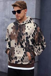 Custom Men <b>Cow</b> <b>Print</b> <b>Hoodies</b> Heavyweight Fleece Oversized Streetwear Graphic Applique Pullover OEM Brown Animal Pattern Top - Product Image 4