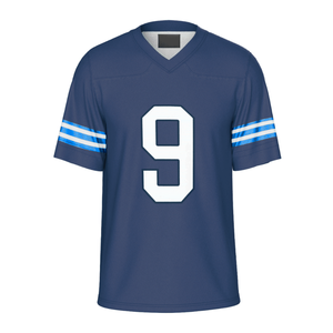 Maillot de football respirant en maille à col en V et manches courtes, personnalisable avec numéro, impression par sublimation, tenue d'équipe, vente chaude - Product Image 6