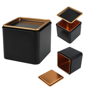 Lata de Metal Cuadrada Negra Personalizada para Alimentos, Segura para Uso Alimentario, para Envasar Té Suelto, Matcha y Especias, con Tapa - Product Image 1