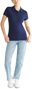Polo de punto azul marino liso de manga corta para mujer 2026 al por mayor, camisetas polo casuales de longitud regular teñidas, ODM OEM - Product Image 6