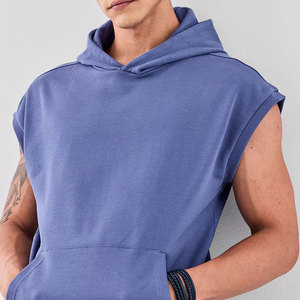 Men's Sleeveless Hoodie <b>Tank</b> <b>Top</b> Lightweight Knitted Casual Style for Summer Training for Bodybuilding <b>Workout</b> and Gym Sports - Product Image 5