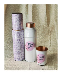 Botella de agua de cobre 99% impresa por diseñador, tapa a prueba de fugas avanzada, estilo único para actividades al aire libre, correr, acampar, aplicable - Product Image 1