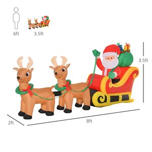 Decorazione Gonfiabile Natalizia da Esterno con Babbo Natale, Slitta e Renne Illuminate a LED, Lunga 2,4 Metri - Product Image 3