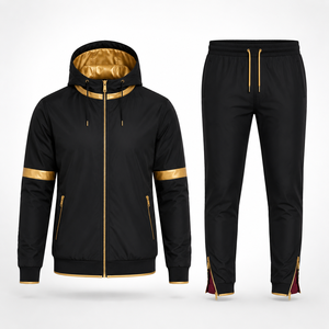 Conjunto de Chaqueta Cortavientos con Capucha, Diseño de Paneles con Mangas Raglán, Combinación de Colores Personalizada, Corte Regular, Cierre con Cordón, Poliéster Ligero - Product Image 1