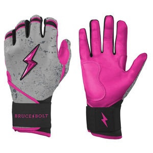 Blue Pink Yellow Leather Batting Gloves Padded <b>Hook</b> And Loop Closure Ambidextrous Unisex Adult Training - Product Image 6