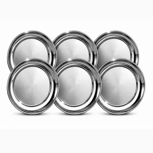 Juego de 6 Platos Base Redondos de Acero Inoxidable Pulido Plateado para Vajilla - Product Image 2