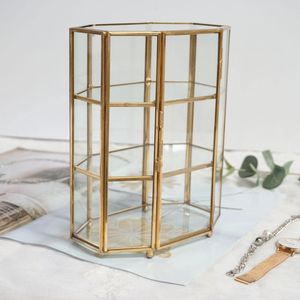 Octagon Mirror <b>Glass</b> Jewelry <b>Boxes</b> for Home Office Wedding Decoration Elegant and Stylish - Product Image 3