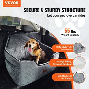 Rehausseur de siège auto pour chien avec poche de rangement, laisse de sécurité à clipser, rembourrage en éponge, housse pratique pour siège arrière pour animaux de compagnie - Product Image 2