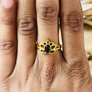 High Demand Amethyst <b>Rings</b> Boho Brass <b>Ring</b> Women 18k Gold Plated Floral Lotus Jewelry <b>Dainty</b> Spiritual Design Wholesale/OEM/ODM - Product Image 6