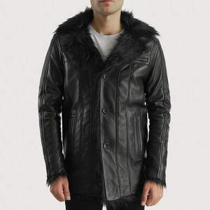 เสื้อแจ็คเก็ตหนังวัวสำหรับผู้ชายฤดูหนาว คอตั้ง แฟชั่นสุดเท่ห์ ซิปหน้า เสื้อแจ็คเก็ตฤดูหนาว - Product Image 1