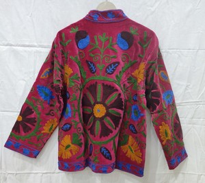 Veste tricotée en velours Silkgram, style Suzani Bohème, motif Œil protecteur, ethnique, pour festivals, décontractée, pour superposition automne-hiver, 100% Coton - Product Image 2