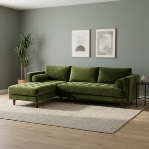 Sofá Seccional de 4 Plazas con Chaise Longue Izquierda y Esquina Cuadrada de Terciopelo para Sala de Estar - Product Image 4