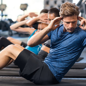 Double <b>Layer</b> Eco Friendly Front Logo Gym Fitness Shorts For Men's Black Color Quick Dry Outdoor Sport Jogging Running Shorts - Product Image 6