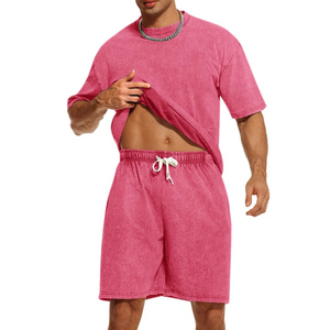 Ensemble short d'été deux pièces délavé à l'acide personnalisé pour hommes – Respirant, couleur contrastante, coupe ajustée et décontractée - Product Image 6