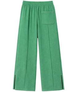 Pantalon de survêtement vert herbe pour femme, coupe large, taille élastique avec cordon de serrage, décontracté, coupe droite, doux et confortable pour la détente - Product Image 2