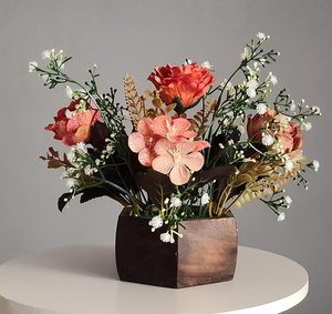 Jarrón de Flores Moderno Art Deco Hecho a Mano de Madera, Arreglo Floral Artificial, Decoración para el Hogar y la Oficina, Regalo - Product Image 3