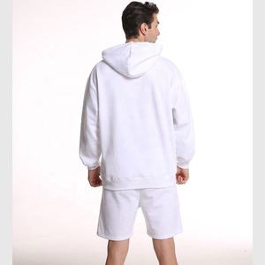 Men's White Hooded <b>Tracksuit</b> Set Cotton Casual Shorts Full Sleeve Summer Solid Color Good Quality Tracksuir For Man - Product Image 2