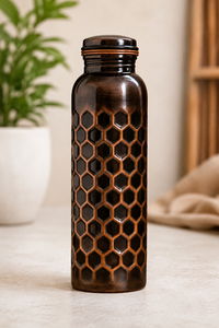 Ayurvedic Copper <b>Water</b> <b>Bottle</b> Handcrafted Hammered <b>Metal</b> Drinking <b>Bottle</b> Reusable Copper Drinkware with Screw Cap for Homeoffice - Product Image 6