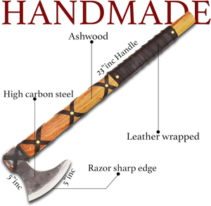 Hache de Bushcraft en Acier Carbone Personnalisée, Faite à la Main, Manche en Bois de Frêne, Hachette de Camping Extérieur, Outil de Survie pour Couper, OEM ODM - Product Image 2