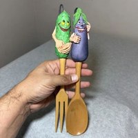 Ensemble de fourchettes et cuillères à salade en bois naturel, ustensiles de cuisine en bambou faits à la main pour la présentation et le service des aliments