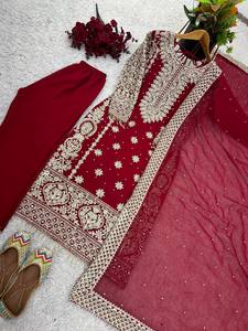 Presenting New Collection In Faux Georgette With Heavy Embroidery Sequence Work <b>Top</b>-Bottom And Dupatta Set Fully Stitched Ready - Product Image 5