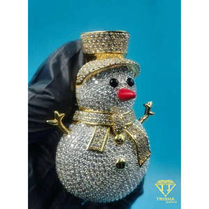 Collar Hip Hop Unisex de Lujo con Colgante de Muñeco de Nieve y Moissanita Completamente Engastada en Plata de Ley 925 - Product Image 5