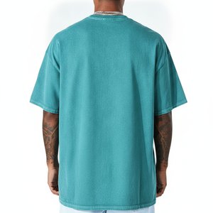 เสื้อยืดผ้าฝ้ายสีเขียวอมฟ้าขนาดใหญ่พิเศษสำหรับผู้ชาย พิมพ์ลายอินทรี คอกลม สไตล์สตรีท แขนสั้น ทรงพอดีตัว - Product Image 2