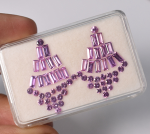 Juego de Gemas Sueltas de Zafiro Rosa Natural, Corte Baguette y Redondo, Pequeñas y Calibradas, para la Elaboración de Joyería - Product Image 2