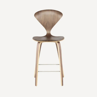 Tabouret de bar moderne du milieu du siècle en contreplaqué de noyer avec siège rembourré, chaise de comptoir nordique pour îlot de cuisine et restaurant