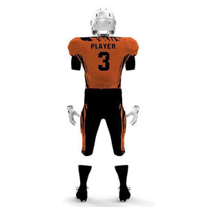 Men's Orange Black Striped American Football Jersey Set V-<b>Neck</b> Short Sleeve Quick Drying Fitted Football Uniform With Low MOq - Product Image 2