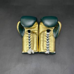 Guantes de Boxeo Profesionales de Alta Calidad en Cuero Genuino Dorado y Verde, Sin Boxeo No Hay Vida, Personalizados para Entrenamiento y Combate CP-BG-125 - Product Image 4