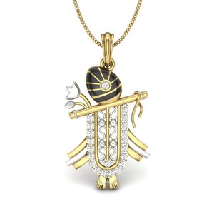 Yellow Gold Diamond Elephant Pendant With Round Brilliant Cut Stones Cute Style Unisex Jewelry - Product Image 1