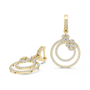 Custom Round Lab Grown Diamond Double Halo Drop Huggie <b>Earrings</b> 14K 18K Yellow Gold Dangle <b>Hoop</b> <b>Earrings</b> Fine Jewelry for Women - Product Image 3
