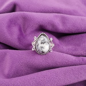 Dendritic <b>Opal</b> <b>Ring</b> Sterling <b>Silver</b> Handcrafted Boho Cabochon Jewelry IGI Certified High Quality Christmas Gift for Her Mom - Product Image 4