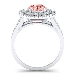 Anillo REYES Solitaire con Gema de Morganita de Corte Redondo de 1.3Ct y Diamantes Naturales en Oro Blanco de 14K, Joyería Fina al por Mayor para Mujer - Product Image 4