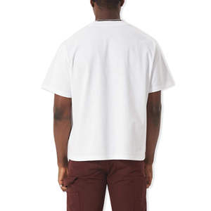 T-shirt d'été pour homme en velours 100% coton, manches courtes, design uni, logo sur le devant, coupe ample - Product Image 2