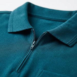 Polos Personalizados con Cierre de Cremallera para Hombre, con Bolsillo, Corte Ajustado Informal, Transpirables, Mezcla de Algodón, Deportivos - Product Image 4