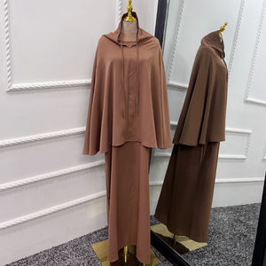 Ensemble 2 pièces Abaya Jilbab à capuche pour l'Aïd Ramadan, Robe de prière islamique musulmane, Abayas pour femmes, Long Khimar Hijab Djellaba Burka de Dubaï - Product Image 1